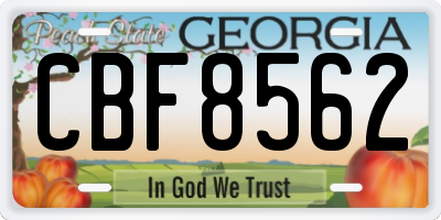 GA license plate CBF8562