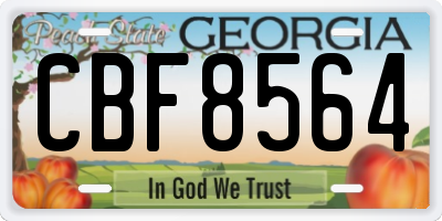GA license plate CBF8564