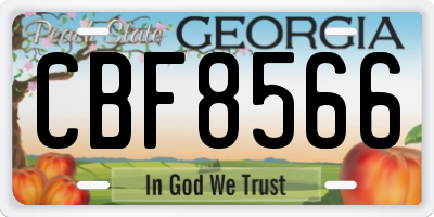 GA license plate CBF8566