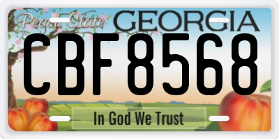 GA license plate CBF8568