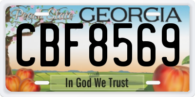 GA license plate CBF8569