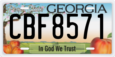 GA license plate CBF8571