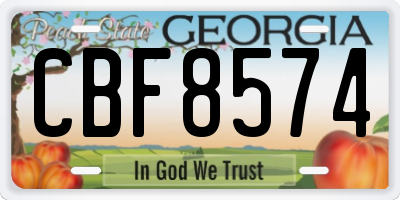 GA license plate CBF8574