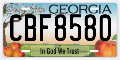 GA license plate CBF8580