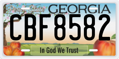 GA license plate CBF8582