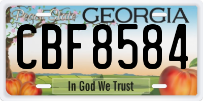 GA license plate CBF8584