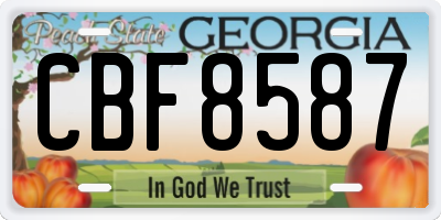 GA license plate CBF8587