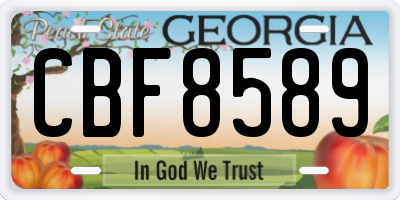 GA license plate CBF8589