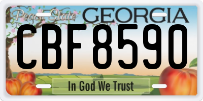 GA license plate CBF8590