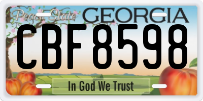 GA license plate CBF8598