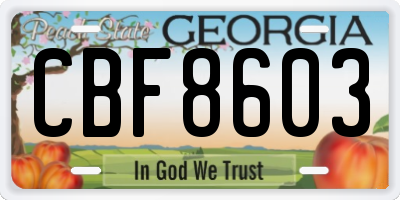 GA license plate CBF8603