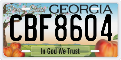 GA license plate CBF8604