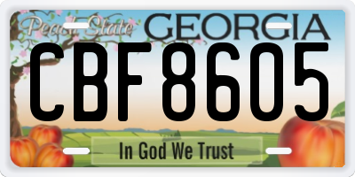 GA license plate CBF8605