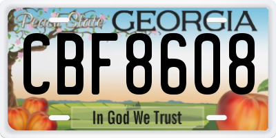 GA license plate CBF8608
