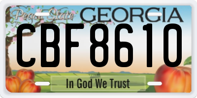 GA license plate CBF8610