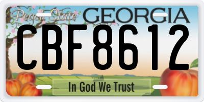 GA license plate CBF8612