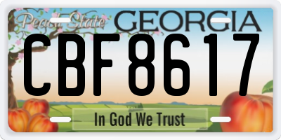 GA license plate CBF8617
