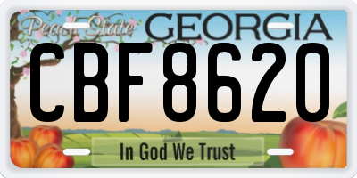 GA license plate CBF8620