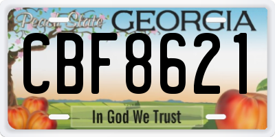 GA license plate CBF8621