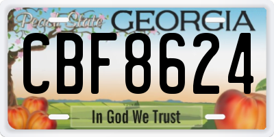 GA license plate CBF8624