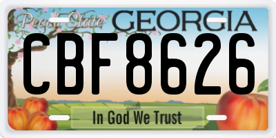 GA license plate CBF8626