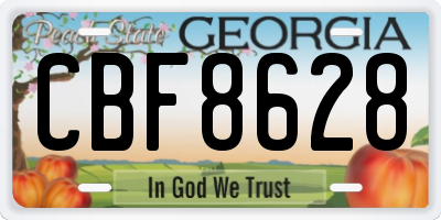 GA license plate CBF8628