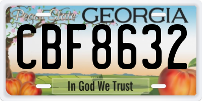 GA license plate CBF8632