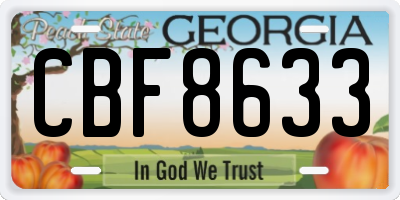 GA license plate CBF8633