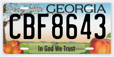 GA license plate CBF8643