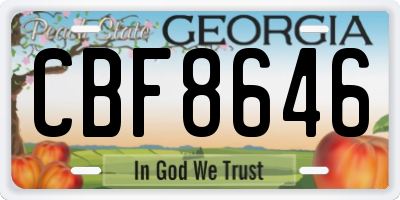 GA license plate CBF8646