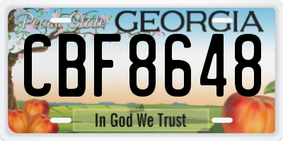 GA license plate CBF8648