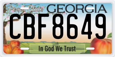 GA license plate CBF8649