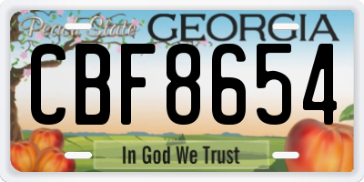 GA license plate CBF8654