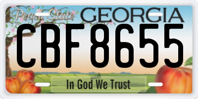 GA license plate CBF8655