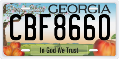 GA license plate CBF8660