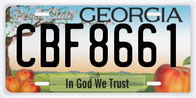 GA license plate CBF8661
