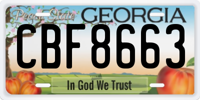 GA license plate CBF8663