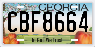 GA license plate CBF8664