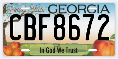 GA license plate CBF8672