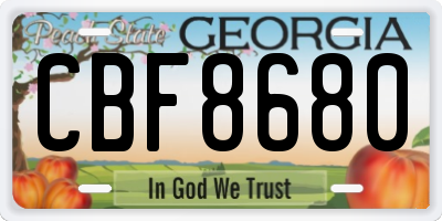 GA license plate CBF8680