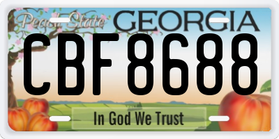 GA license plate CBF8688