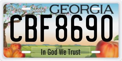 GA license plate CBF8690