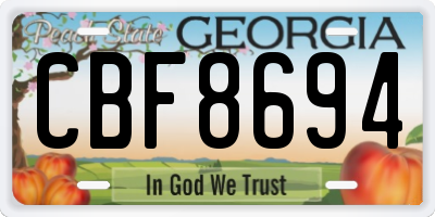 GA license plate CBF8694