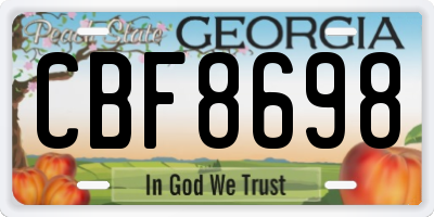 GA license plate CBF8698