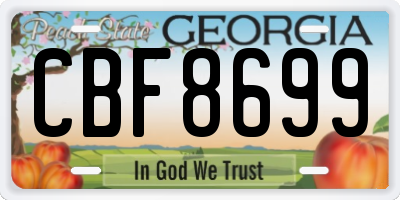GA license plate CBF8699