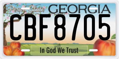 GA license plate CBF8705