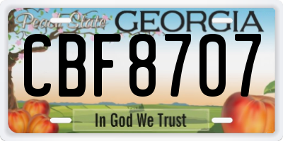 GA license plate CBF8707
