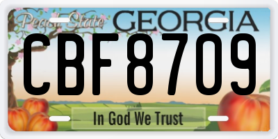 GA license plate CBF8709