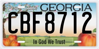 GA license plate CBF8712