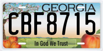 GA license plate CBF8715